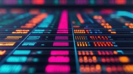 Abstract Colorful Data Visualization with Bright Neon Patterns