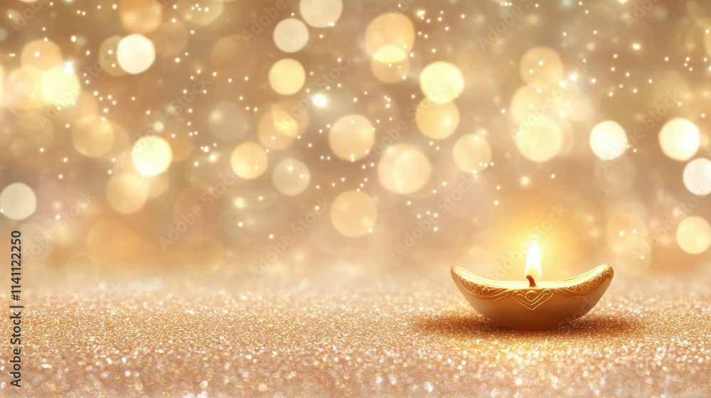 Poster elegant candlelight on shimmering background with soft bokeh effect