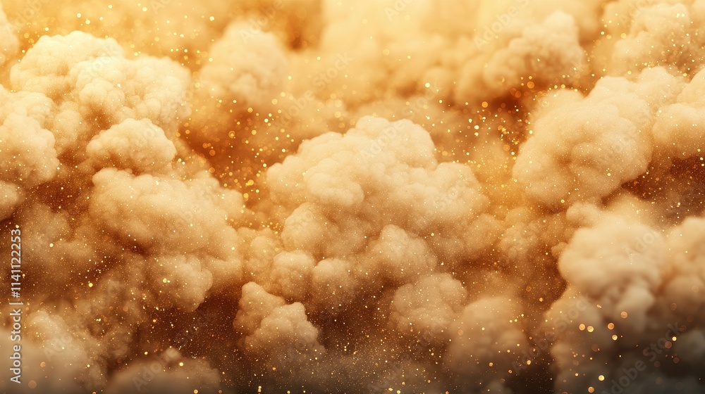 Aufkleber soft golden cloud texture with sparkling particles in background