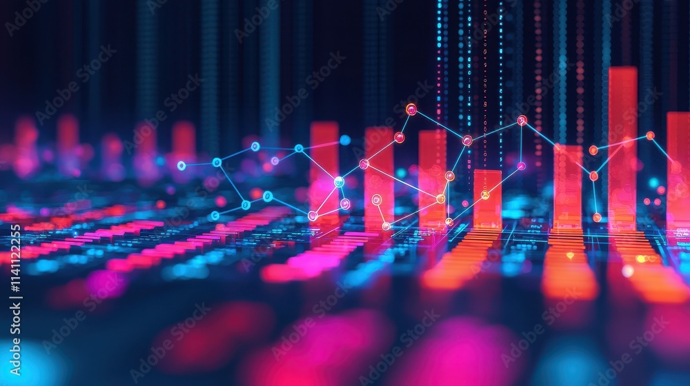 Aufkleber abstract digital data visualization with colorful bars and lines