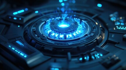 Futuristic Technology Interface with Glowing Blue Light Elements