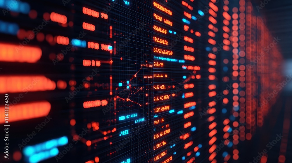 Aufkleber abstract data visualization with red and blue digital elements