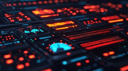 Obraz premium Futuristic Data Interface with Colorful Visualizations and Graphs