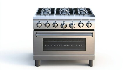 Modern Stainless Steel Gas Range with Five Burners and Oven