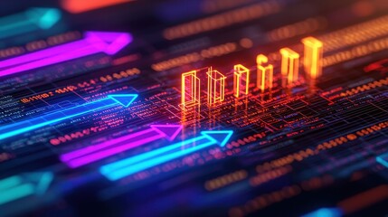 Obraz premium Abstract Data Visualization with Colorful Arrows and Charts
