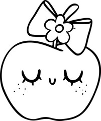 Coquette Girly apple school supplies outline