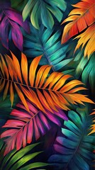 Vivid Tropical Leaves Artistic Composition