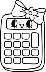 Coquette Girly calculator school supplies outline