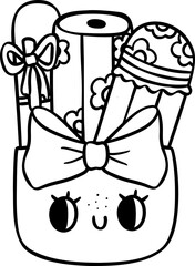 Coquette Girly pencil holder school supplies outline