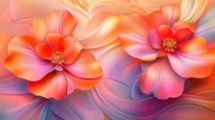 Obraz premium Abstract embossed blooming bright flowers 