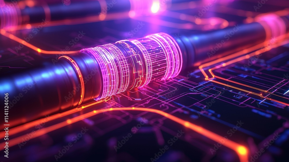 Aufkleber abstract technology concept with neon light and circuit patterns
