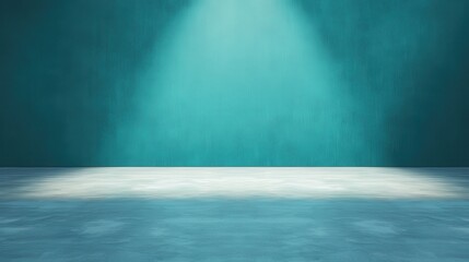 Simple Empty Stage with Soft Light on Turquoise Background