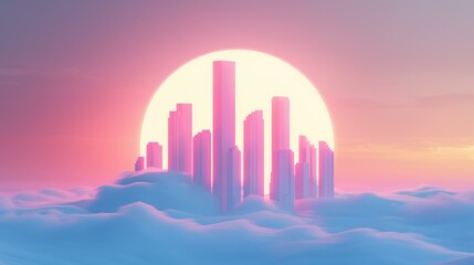 Fototapeta premium Experience a vibrant neon cityscape, filled with towering buildings and a futuristic cyberpunk vibe under a dynamic sky.