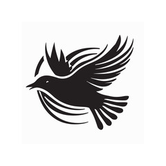 Black and white Canary Logo Vector Design. Domestic canary in flight logo image vector.