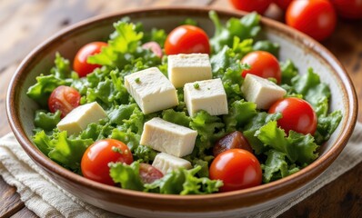 Fresh salad with tomatoes and cheese