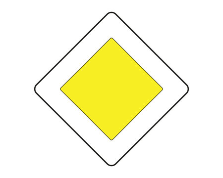 Priority Road Sign Vector Indicating Driver Has Right of Way at Uncontrolled Intersections, Perfect for Road Safety and Traffic Management, High-Quality Vector Stock Image