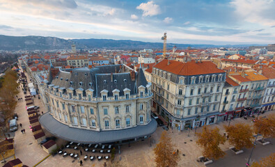 Picturesque panoramic views of small town of Valence in cloudy day, France