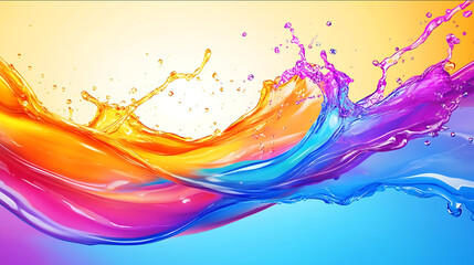 Stylized illustration of splashing colorful liquid abstract curved lines representing flowing streams vibrant and dynamic composition suitable for carbonated drink backg