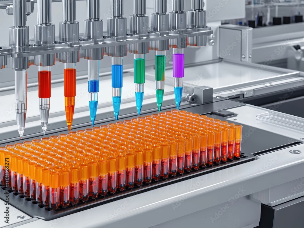 Poster innovation in epidemiology in health studies concept. a laboratory setup featuring multiple pipettes