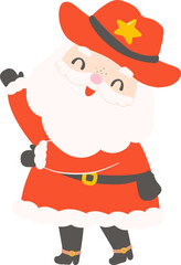 Cute Retro Cowboy Santa Character Flat Design