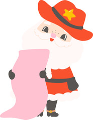 Cute Retro Groovy Cowboy Santa Claus Reading Character Flat Design