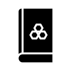 Science book icon with honeycomb symbol. Concept of education, chemistry, and biology.