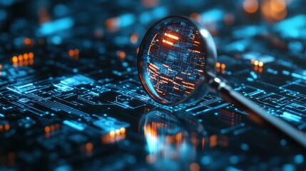 Concept of searching for data and content on the internet. Search engine optimization. Artificial intelligence. 