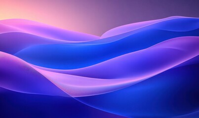 Abstract Gradient Waves Minimalist 3D Render with Blue and Purple Hues