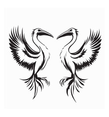 Pair of Pelicans Soaring Face to Face in an Elegant Logo Design Vector Illustration for Unique Artistic Branding