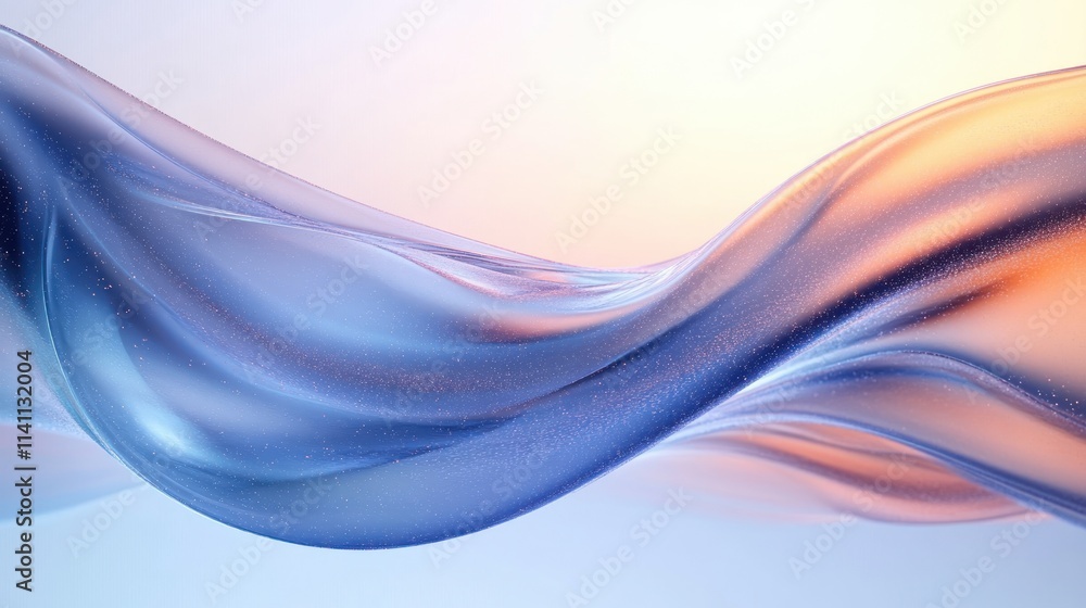 Poster serene abstract wave fluid art minimalist design with smooth gradients and soft lighting