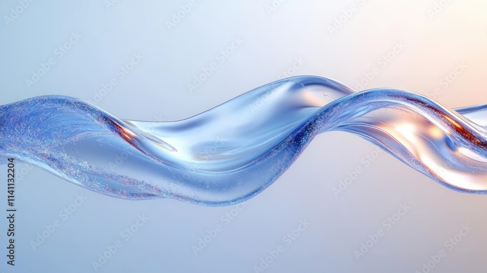 Poster iridescent flowing wave abstract design minimalist 3d render
