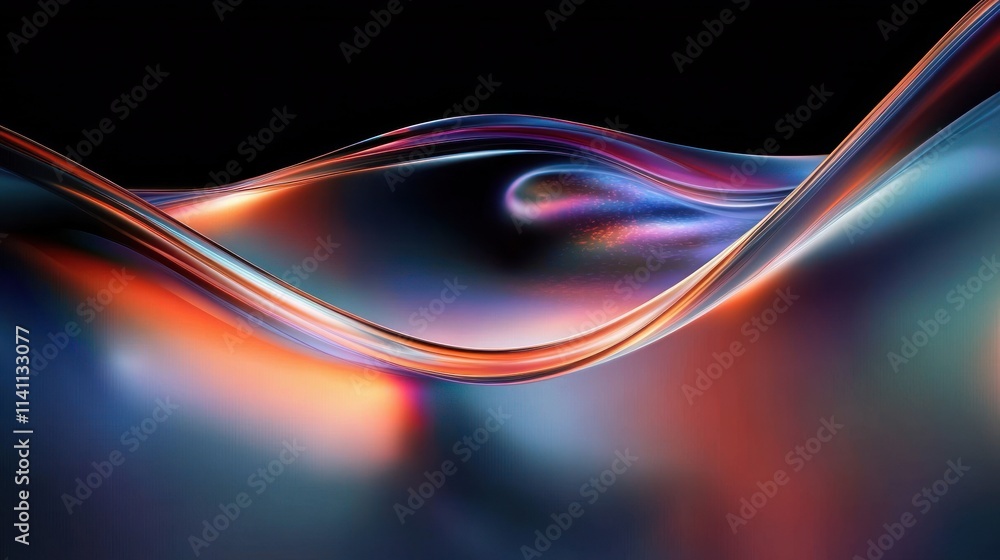 Poster futuristic abstract design iridescent shapes with soft lighting and smooth reflections