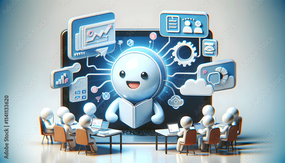 Poster diverse business team collaborating in modern office setting with laptops and documents