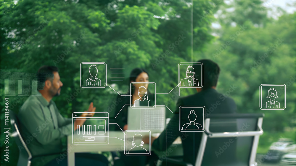 Poster interview and answers and strategy concept as job candidate implementing effective strategies while 