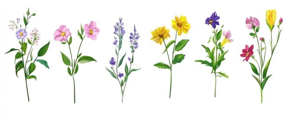 Assorted Colorful Wildflowers Blooming Beautifully