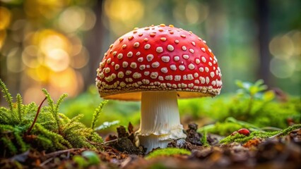 Close up of Amanita muscaria mushroom, Amanita muscaria, mushroom, nature, close up, red, white spots, toxic, fungus