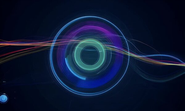 A simple circular shape against a dark background, evoking a sense of depth and focus.