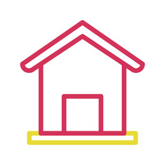 Simple house icon with red and yellow color. Concept of home, real estate, and property.