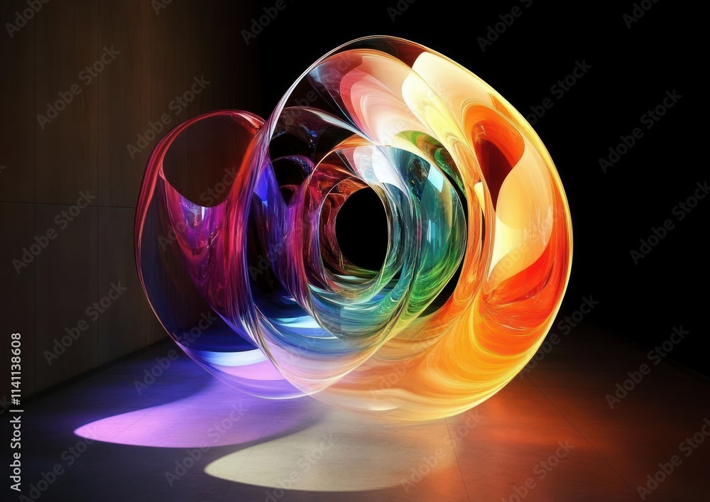 Poster colorful iridescent abstract shape 3d render with gradient light effects