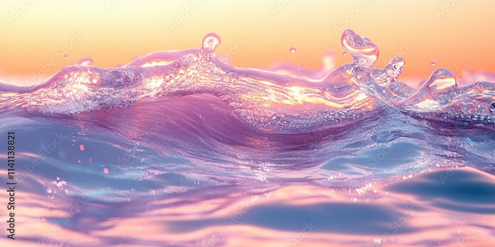 Aufkleber Surreal Fluid Water Reflection with Ethereal Lighting and Pastel Gradient Background
