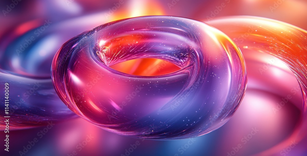 Leinwandbilder vibrant abstract scene of intertwined metallic rings in a futuristic style with soft diffused lighti