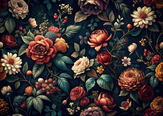 Deep bloom photography: dark floral patterns, gothic background, high-resolution images.