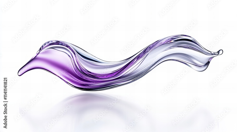 Aufkleber abstract image of a flowing liquid, showcasing a dynamic wave with shades of purple and clear transp