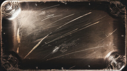 A close-up view of an aged, scratched metallic surface, showcasing intricate textures and reflections, ideal for backgrounds or artistic compositions.