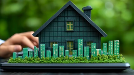 Close-up of a business professional using a laptop to analyze graphs and trends of popular products Demonstrating focus and analytical skills