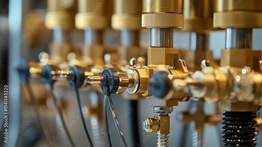 Poster a closeup of a multipoint lubrication system showing grease fittings and lines connecting to various