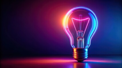 Neon light bulb glowing brightly, neon, light, bulb, glowing, bright, colorful, vibrant, energy, electricity, illumination