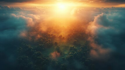 Naklejka premium Green agricultural areas succumbing to aridity and barrenness under the weight of global warming, illustrating the far-reaching impacts of climate change.