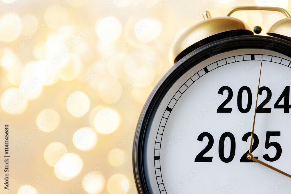 Poster a clock with the numbers 2024 and 2025 on it