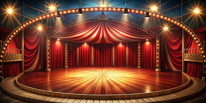 Empty circus interior stage background, circus, interior, stage, background, empty, abandoned, vintage, old, red